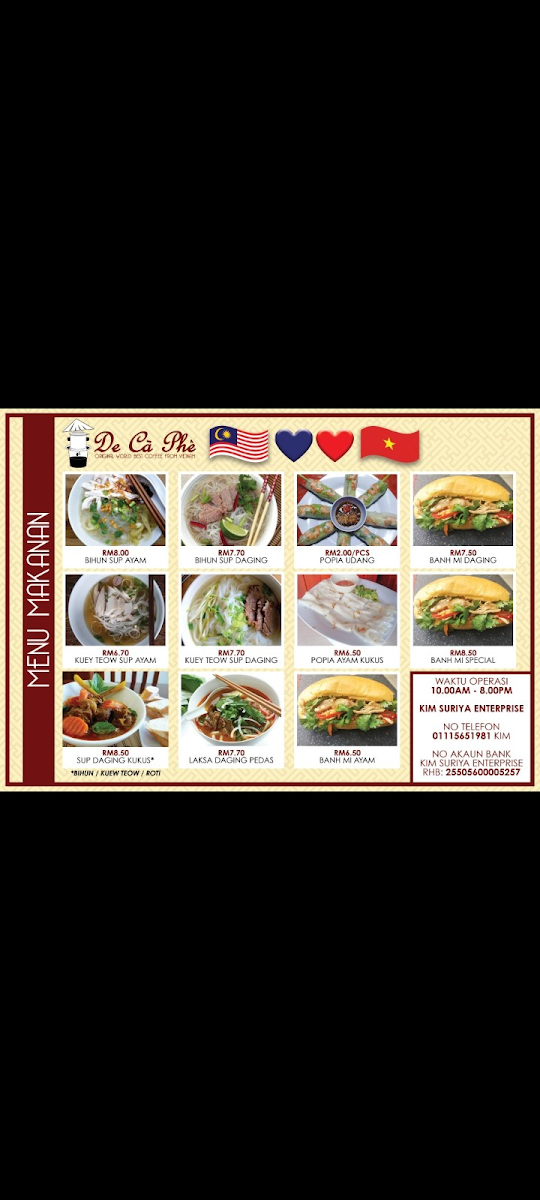 De Ca Phe, Vietnamese Coffee & Noodles Photo Menu 6