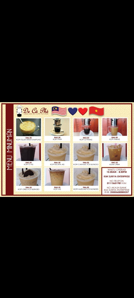 De Ca Phe, Vietnamese Coffee & Noodles Photo Menu 7