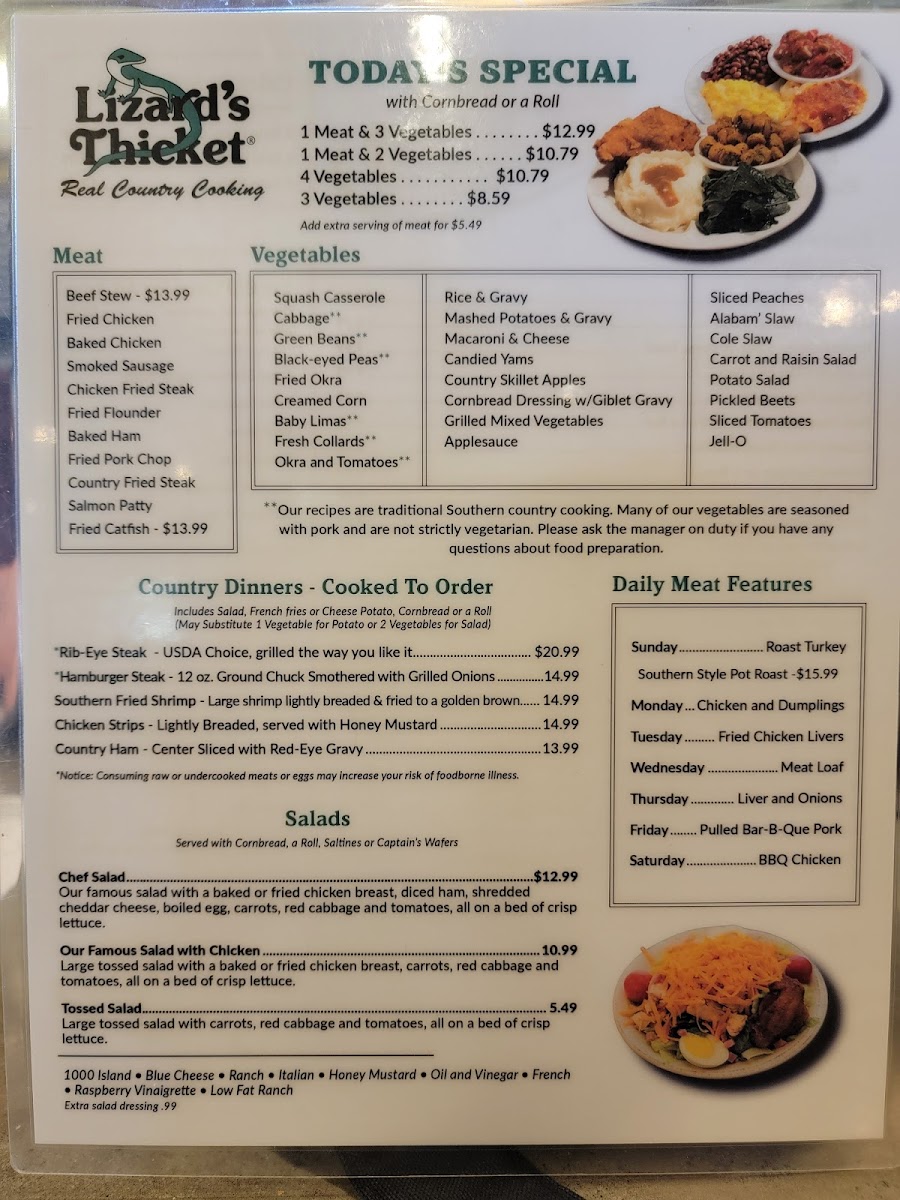 Lizard's Thicket Restaurant Photo Menu 1