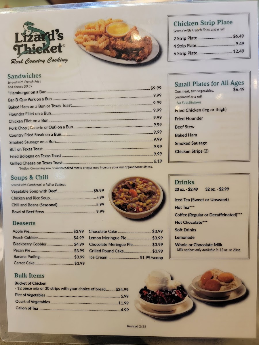 Lizard's Thicket Restaurant Photo Menu 2