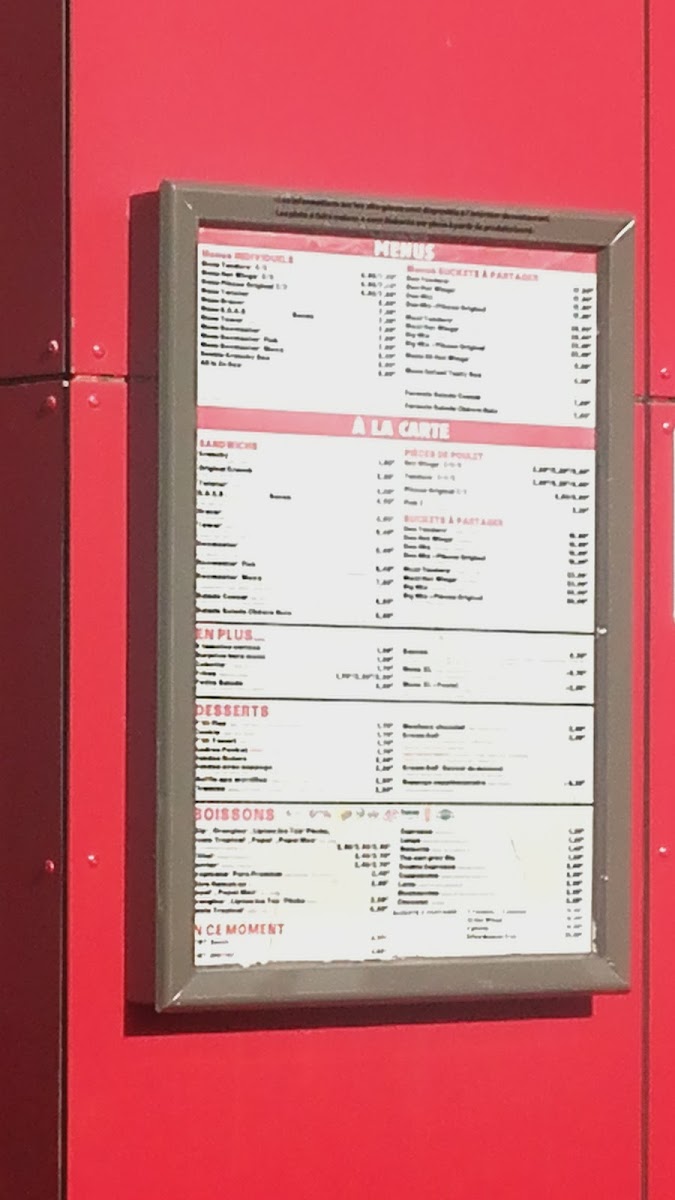 KFC SAINT VICTORET MARIGNANE Photo Menu 2