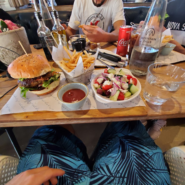 Vegeburger with Greek Salad and Fries