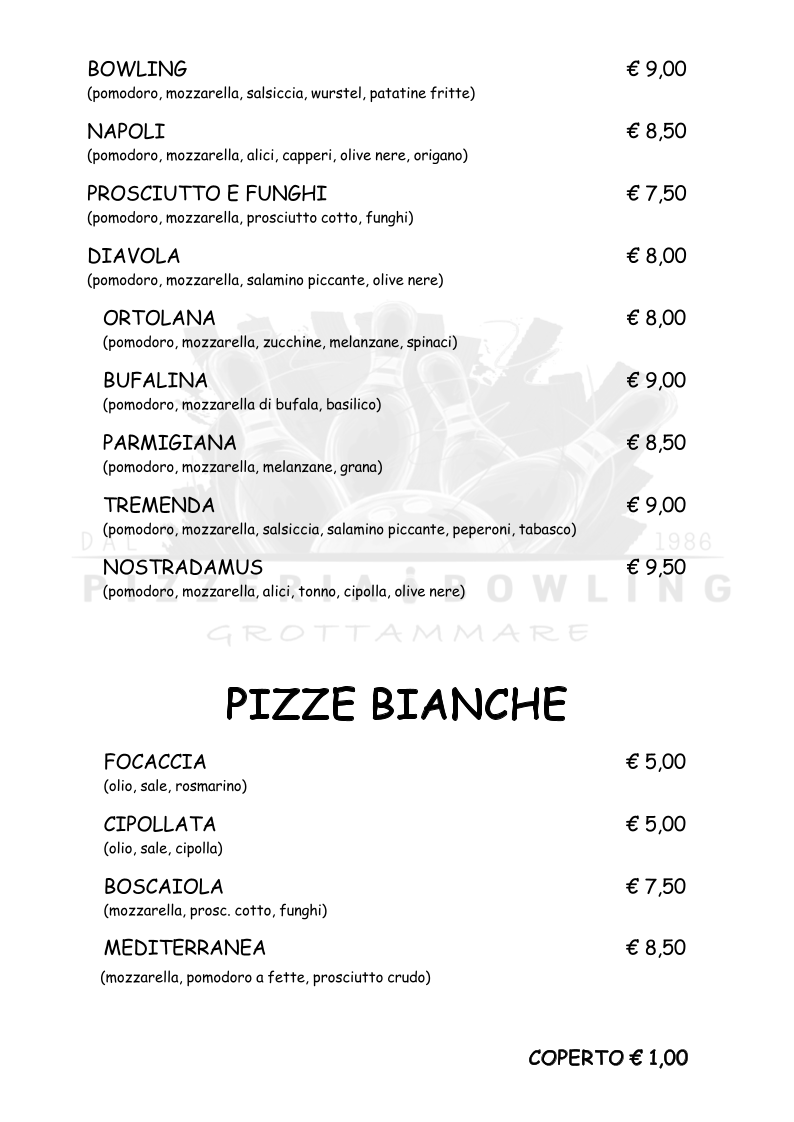 Pizzeria Bowling Grottammare Photo Menu 1