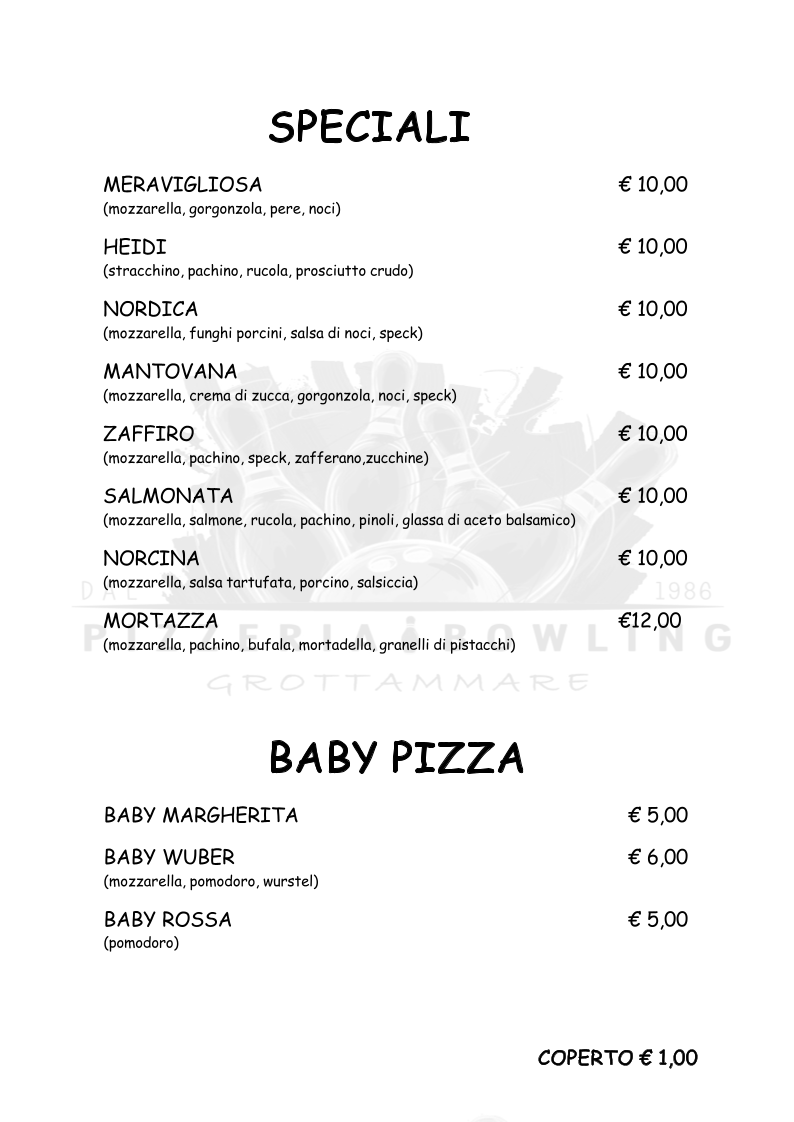 Pizzeria Bowling Grottammare Photo Menu 2