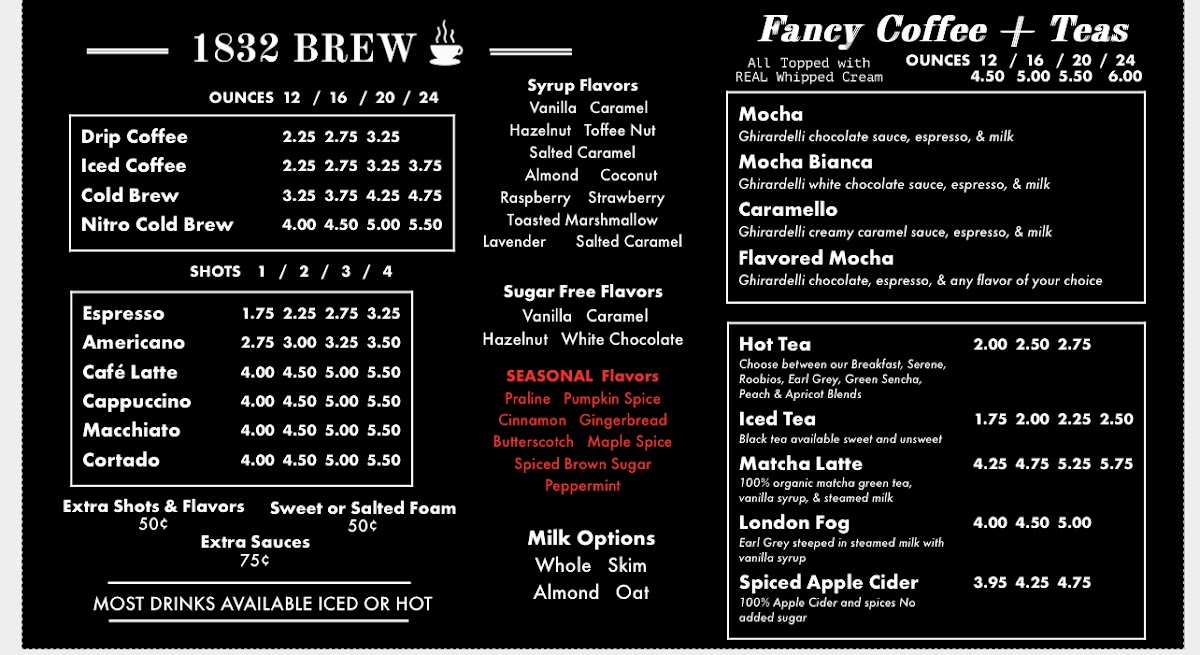 1832 Brew Espresso Bar Photo Menu 3