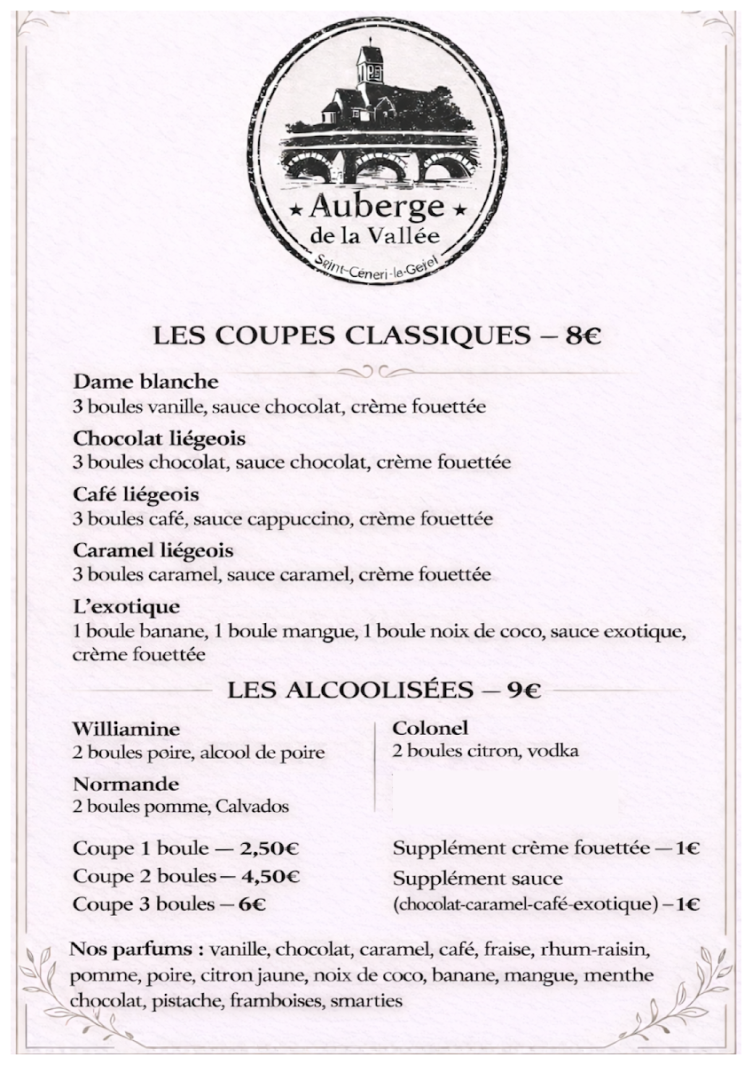 L'Auberge de la Vallée Photo Menu 5