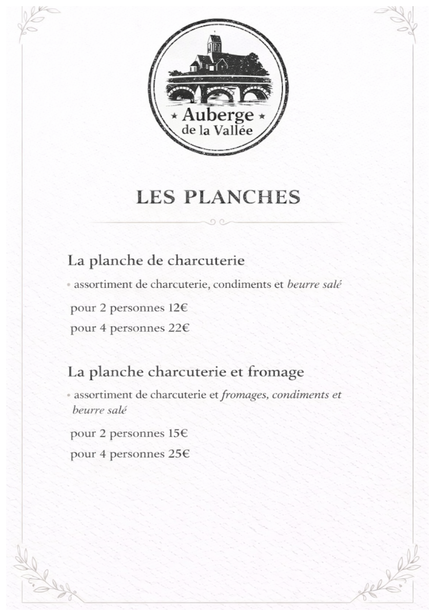 L'Auberge de la Vallée Photo Menu 7