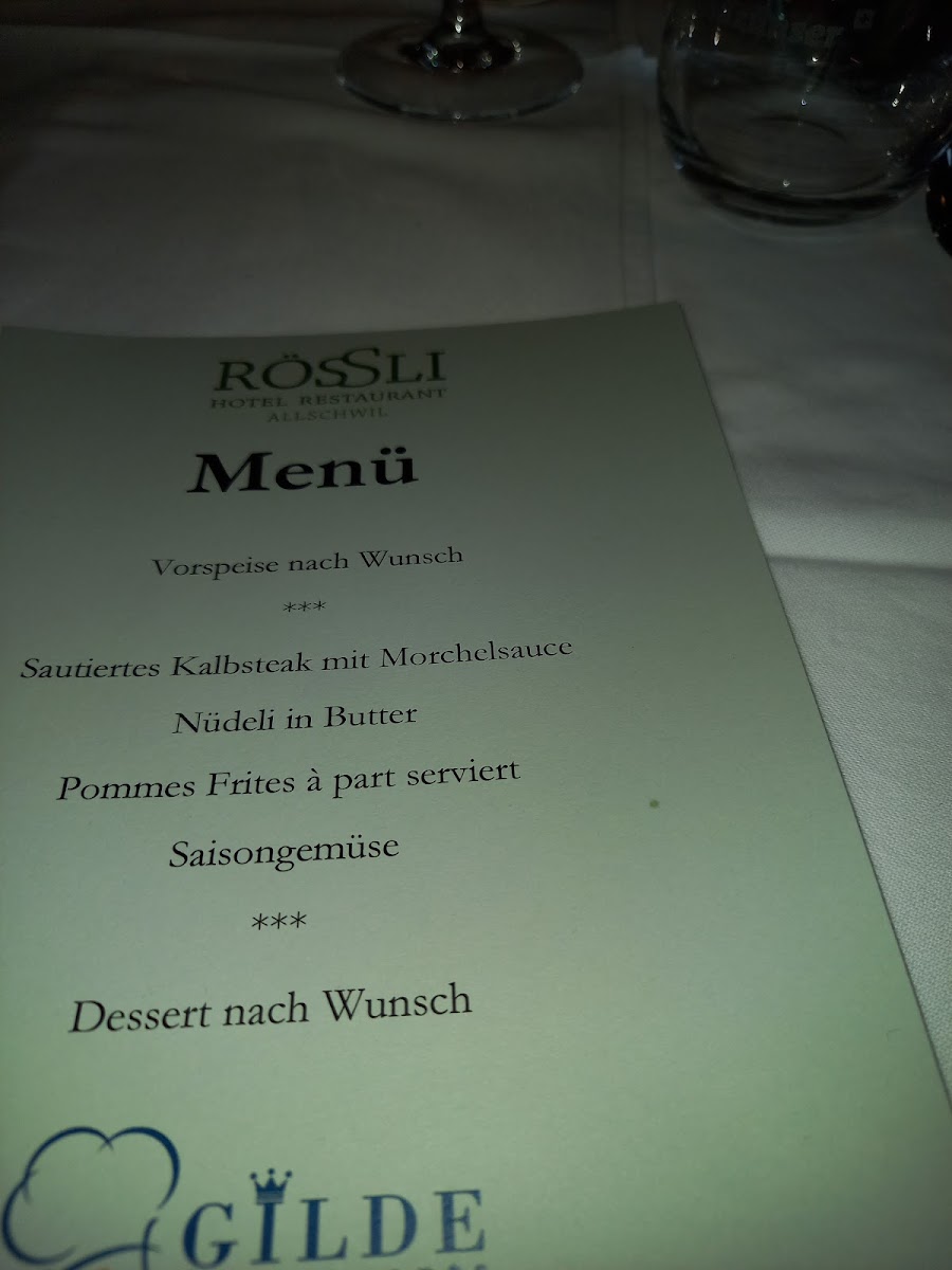 Hotel Restaurant Rössli Allschwil Photo Menu 2