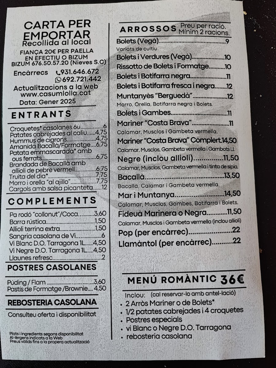 Càsum l'Olla Restaurant Arrosseria Photo Menu 3