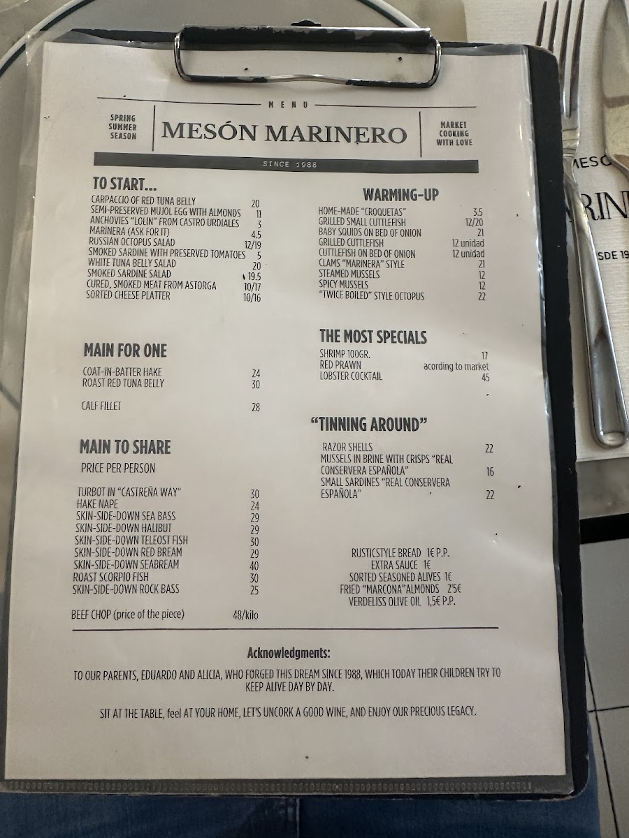 MESÓN MARINERO. Photo Menu 2
