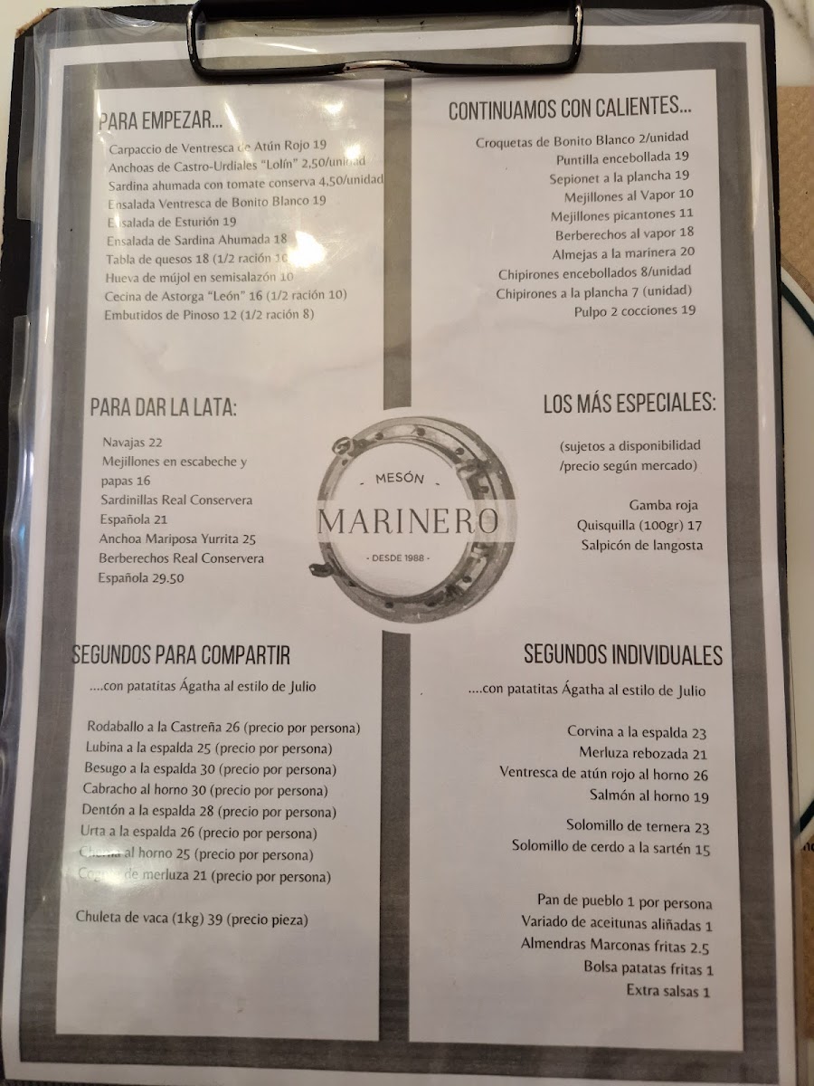 MESÓN MARINERO. Photo Menu 4