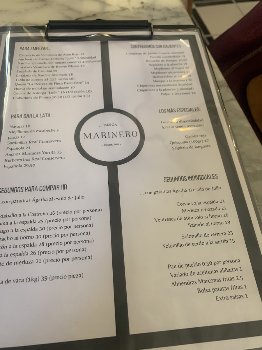 MESÓN MARINERO. Photo Menu 5