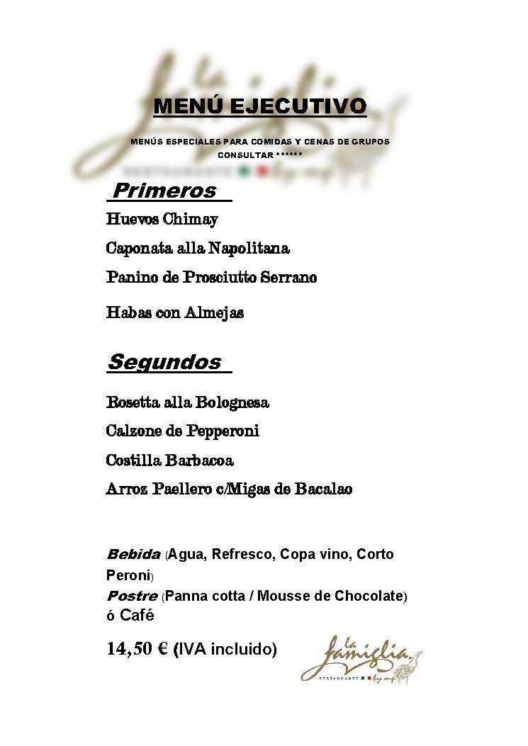 Restaurante La Famiglia Photo Menu 1