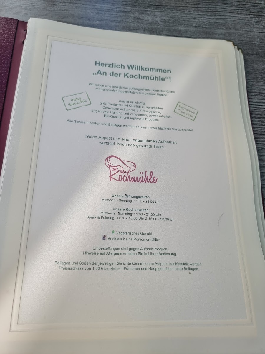 Restaurant „An der Kochmühle“ Photo Menu 5