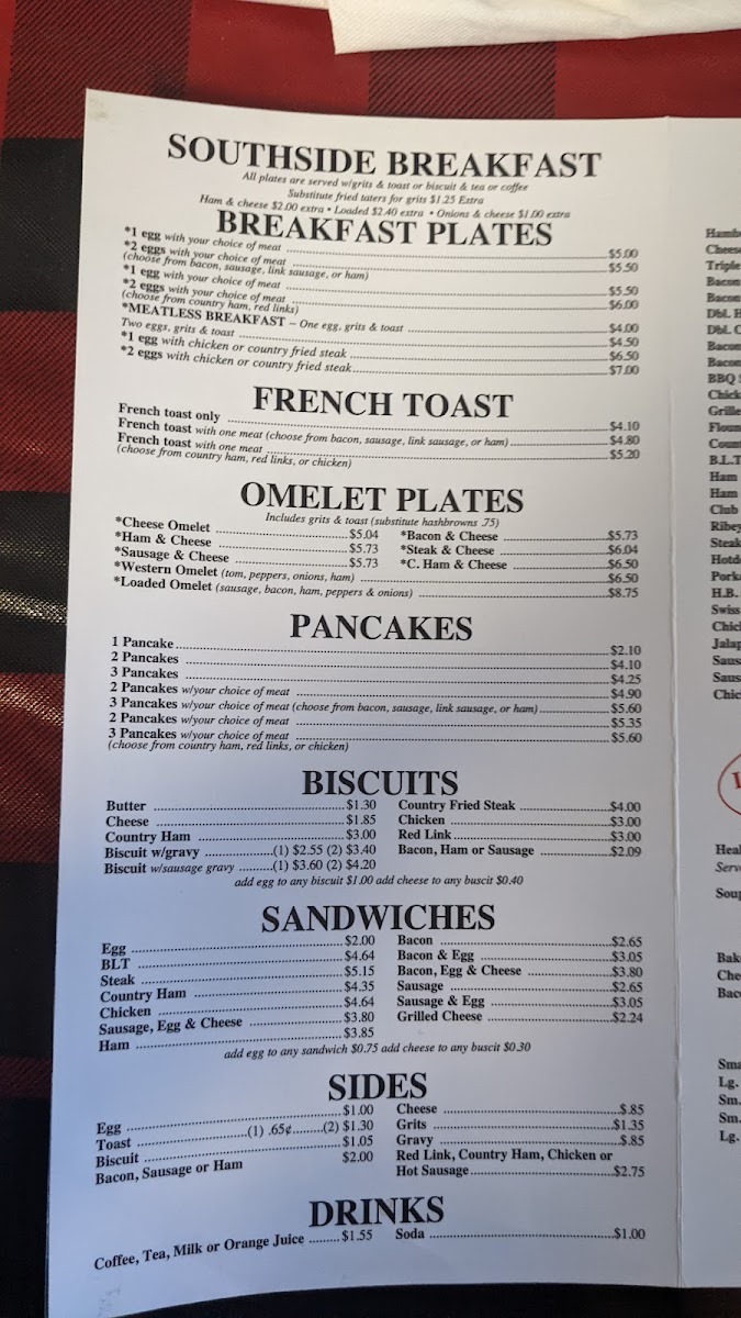 Southside Cafe Photo Menu 1