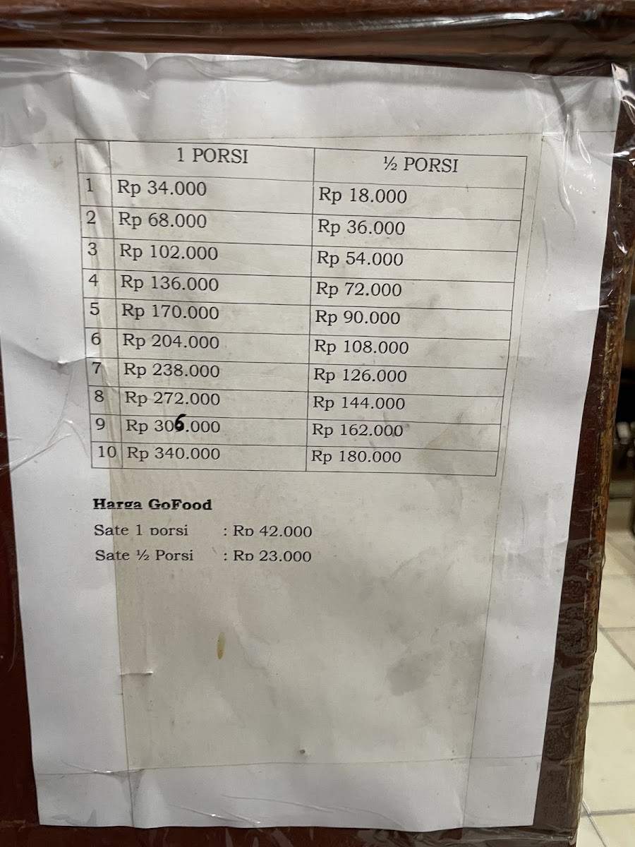 Sate Padang ST ALI. Photo Menu 1