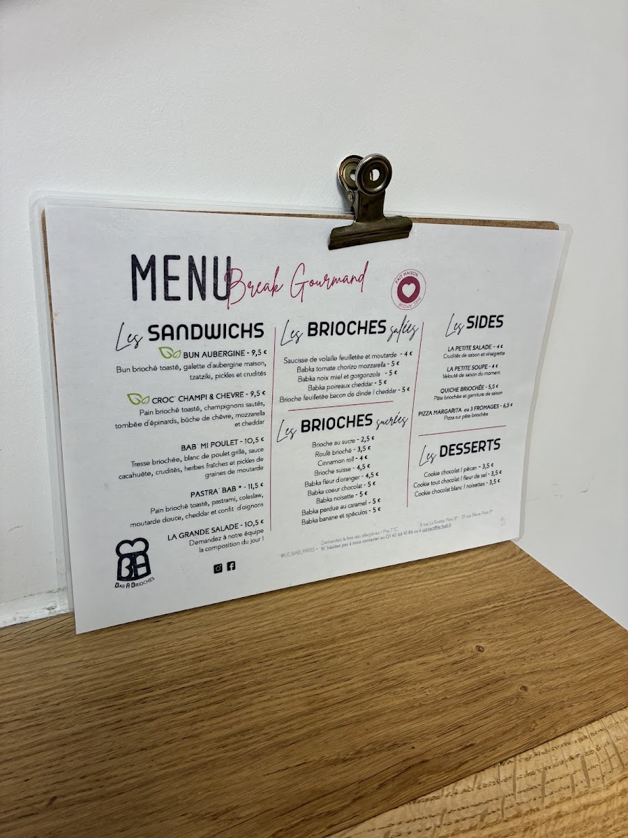 Le BAB, Bar à Brioches - La Boétie Photo Menu 3