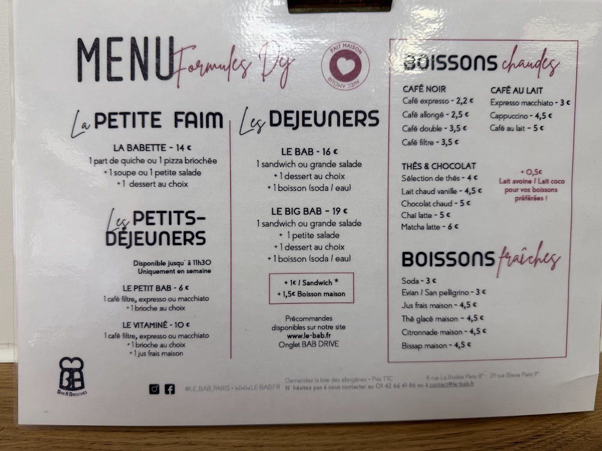 Le BAB, Bar à Brioches - La Boétie Photo Menu 4