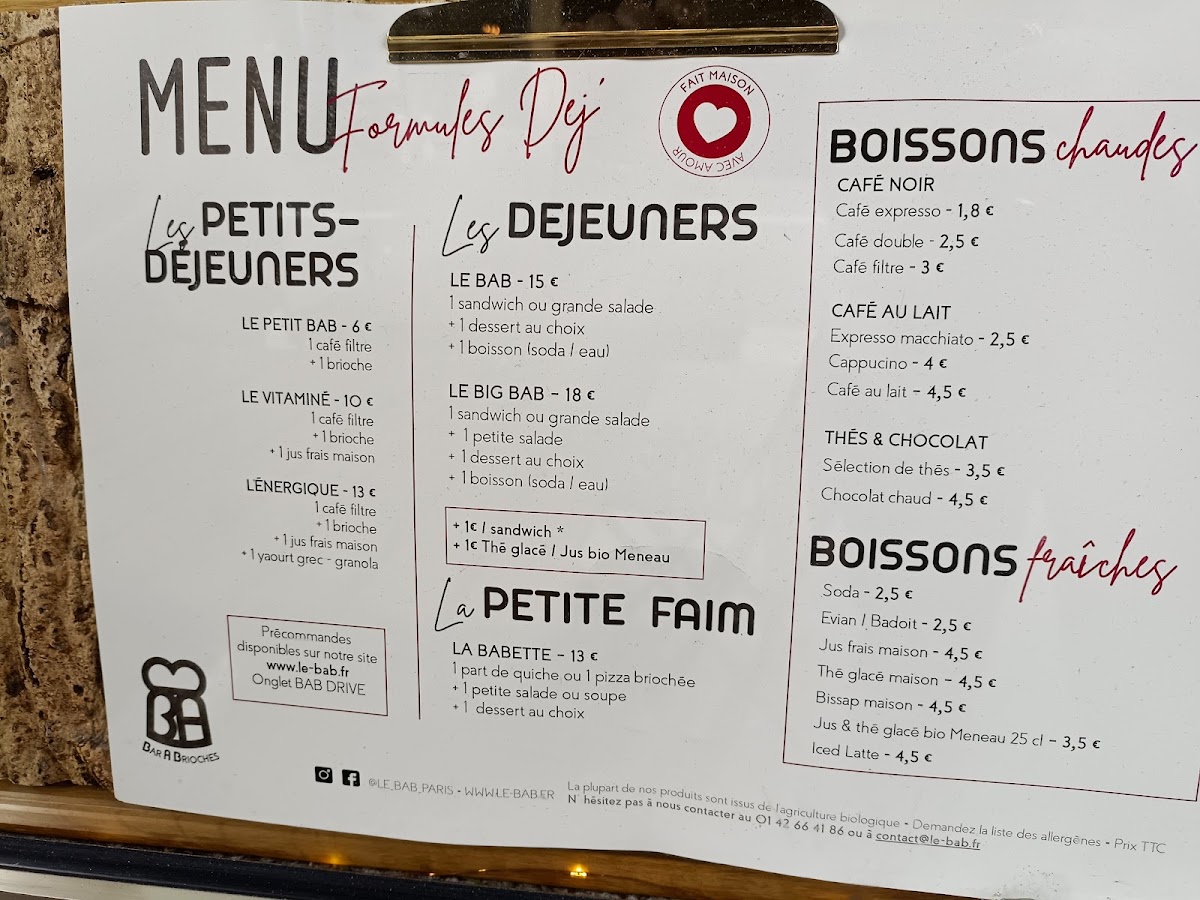 Le BAB, Bar à Brioches - La Boétie Photo Menu 5