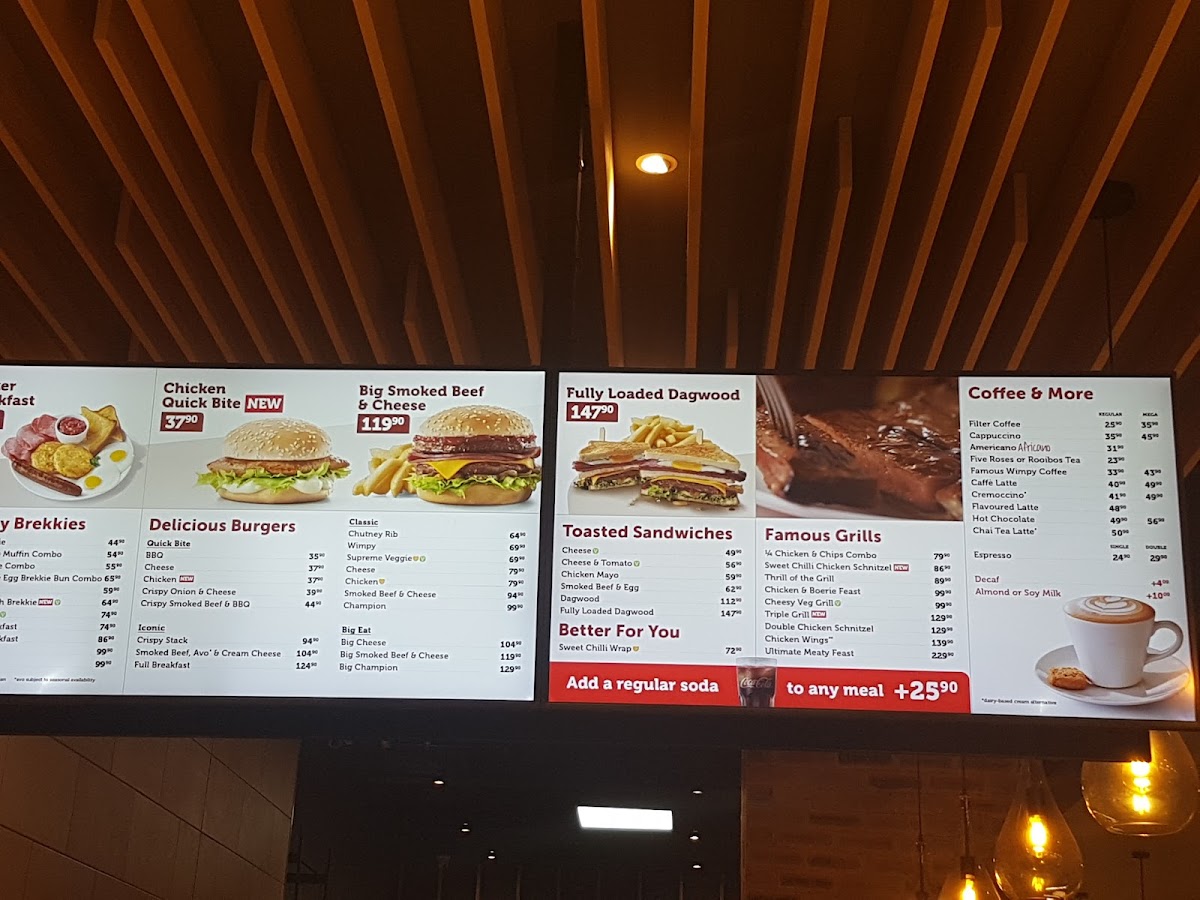 Wimpy Sandton City Halaal Photo Menu 1