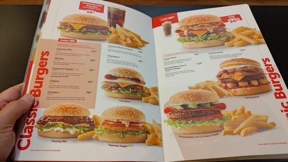 Wimpy Sandton City Halaal Photo Menu 2