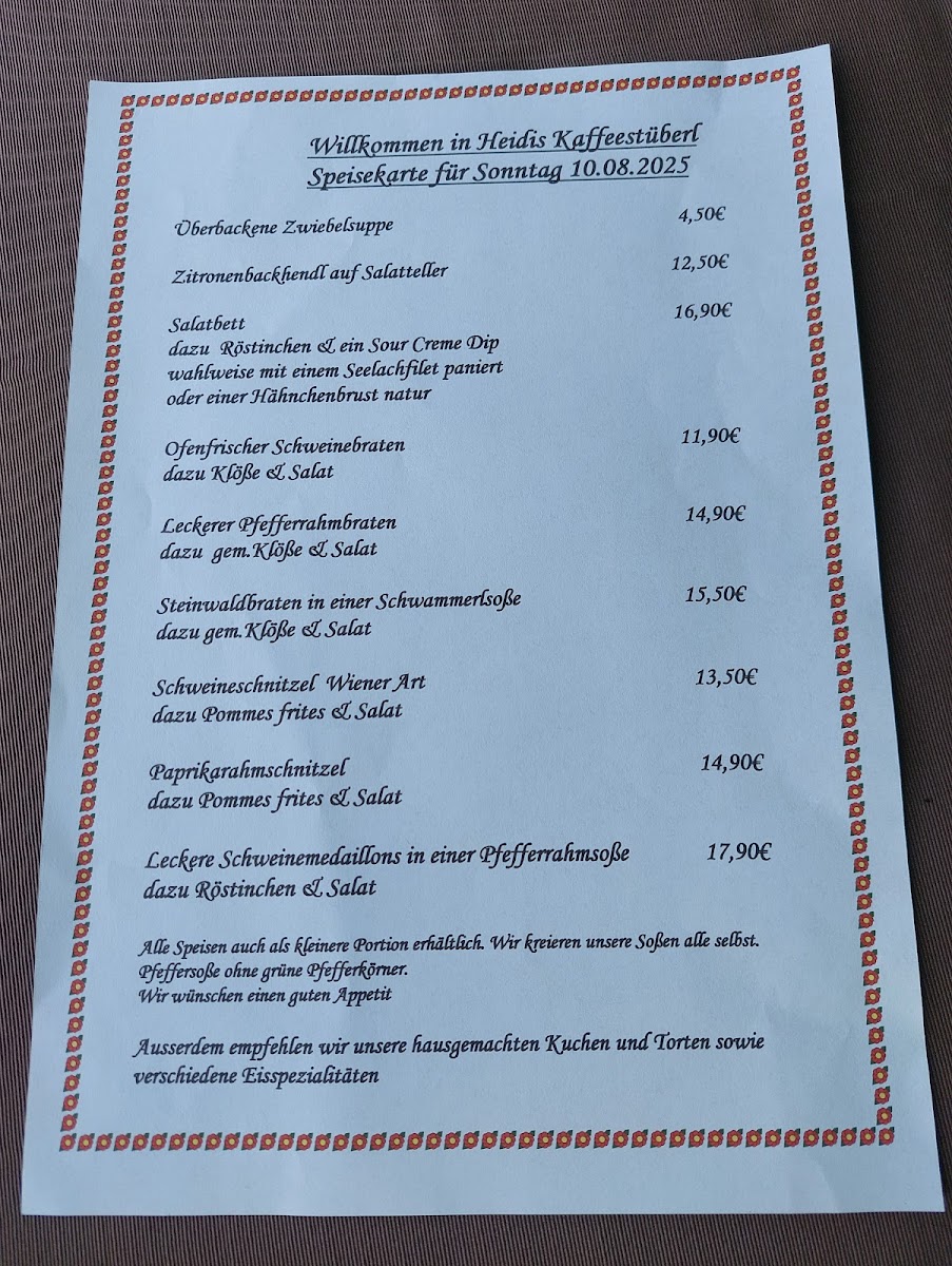 Heidis Kaffeestüberl Photo Menu 1