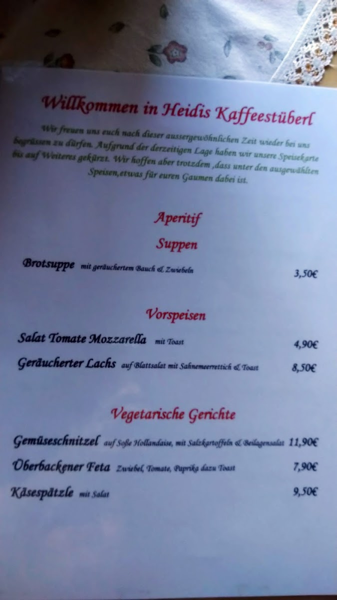 Heidis Kaffeestüberl Photo Menu 2