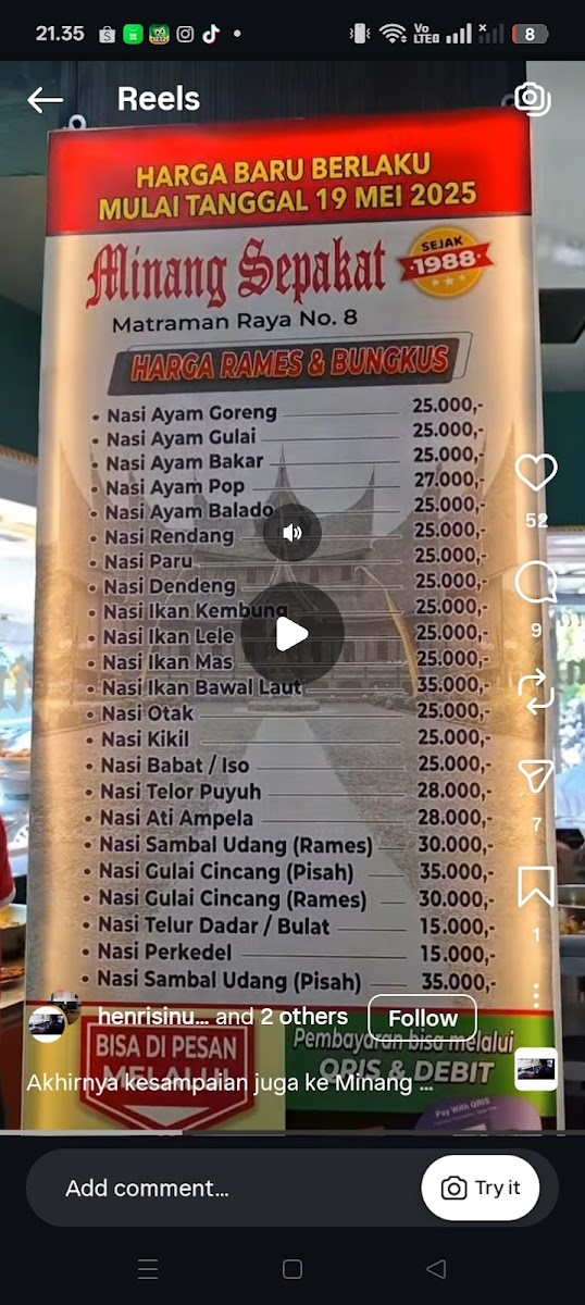 Rumah Makan Minang Sepakat Photo Menu 4