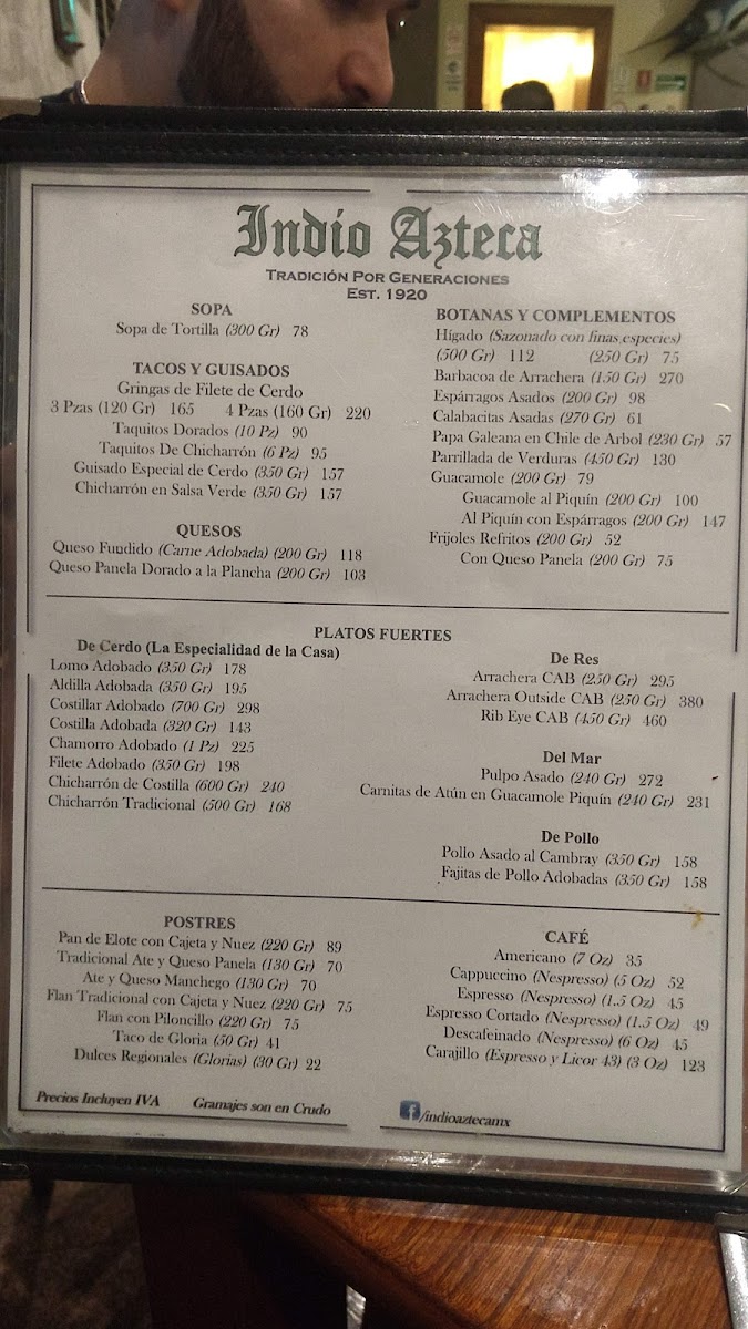 Indio Azteca Photo Menu 10