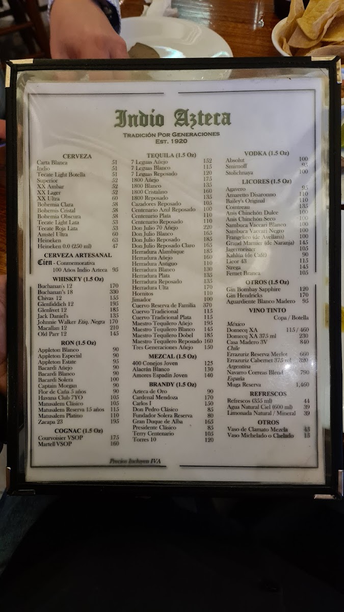 Indio Azteca Photo Menu 3