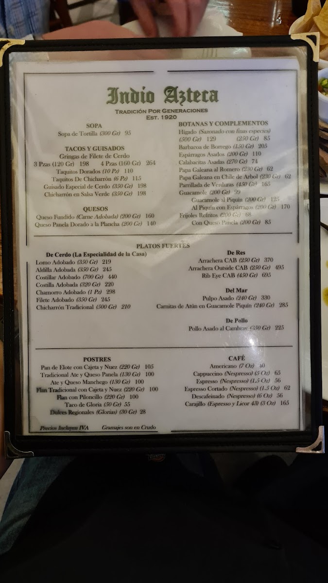 Indio Azteca Photo Menu 4