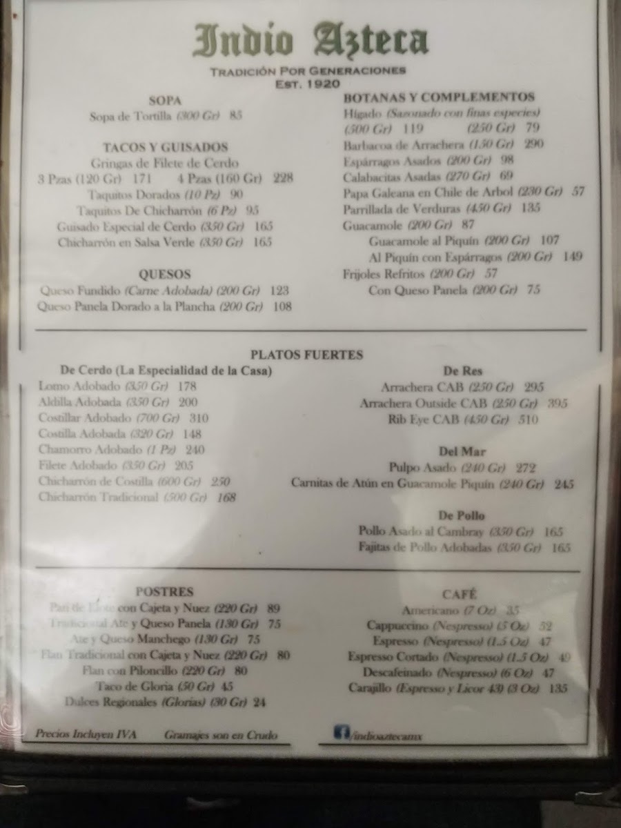 Indio Azteca Photo Menu 7