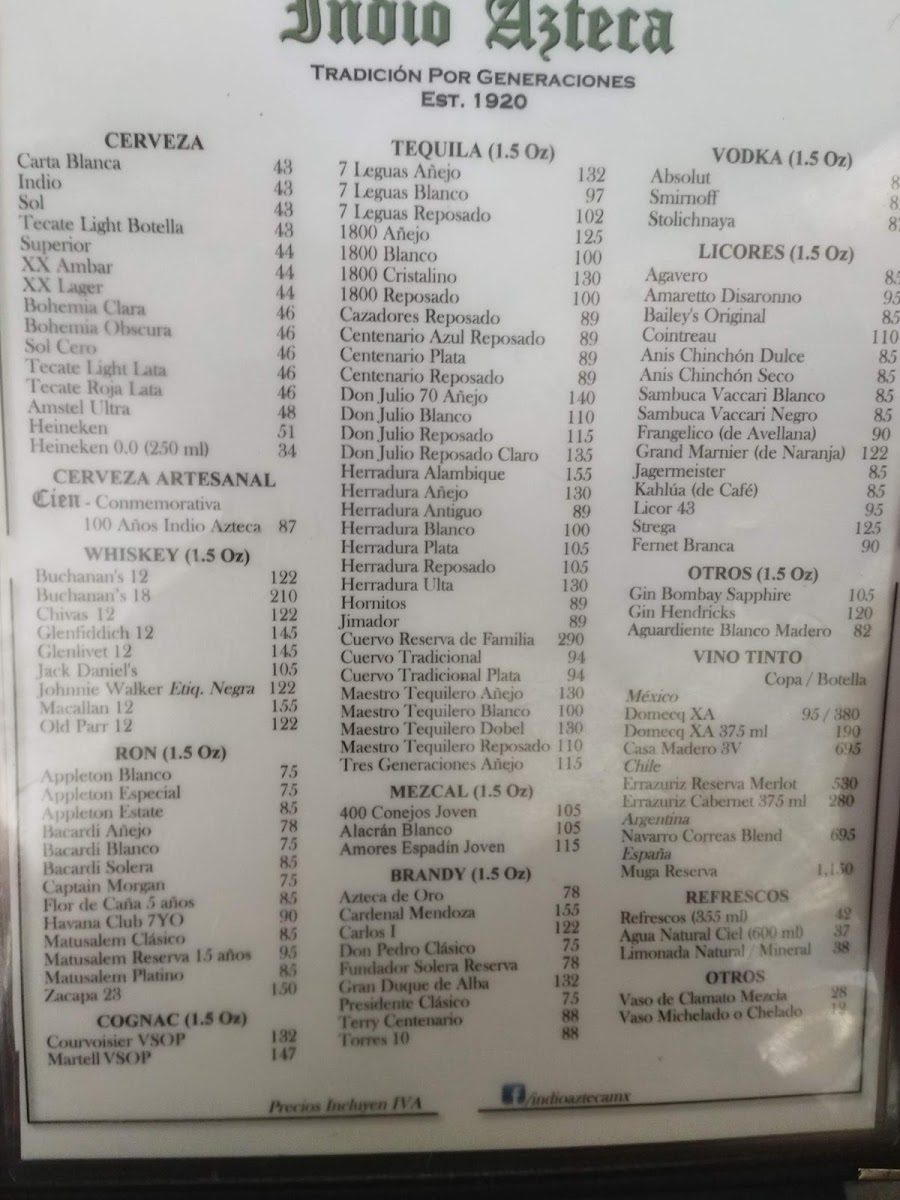 Indio Azteca Photo Menu 8