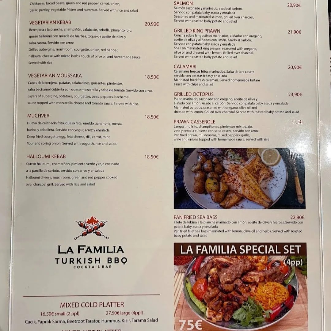 LA FAMILIA TURKISH BBQ COCTAILBAR Photo Menu 1