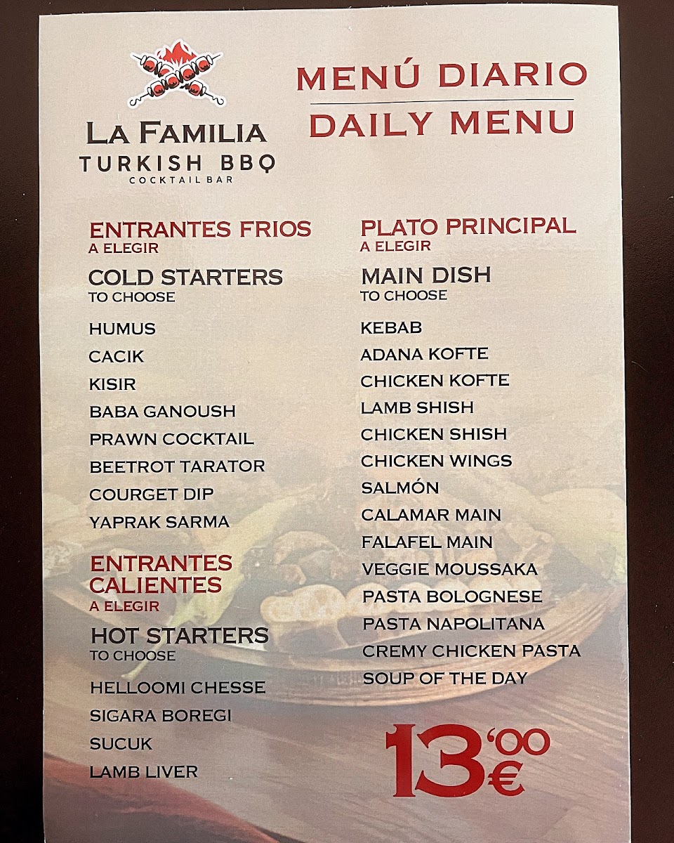 LA FAMILIA TURKISH BBQ COCTAILBAR Photo Menu 2