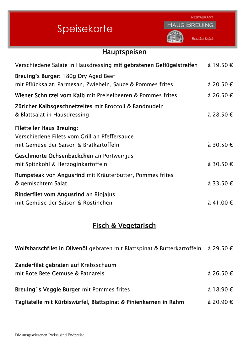 Restaurant 'Haus Breuing' Photo Menu 4