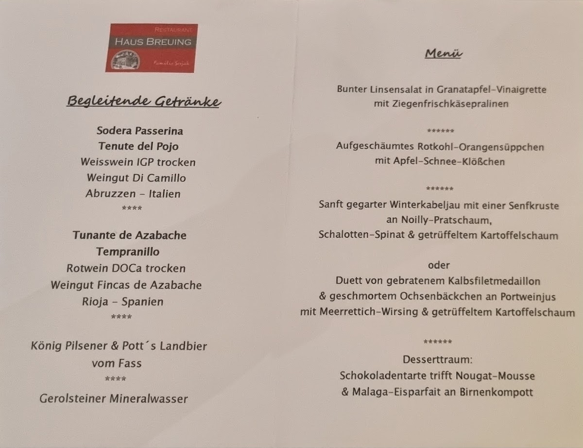 Restaurant 'Haus Breuing' Photo Menu 6