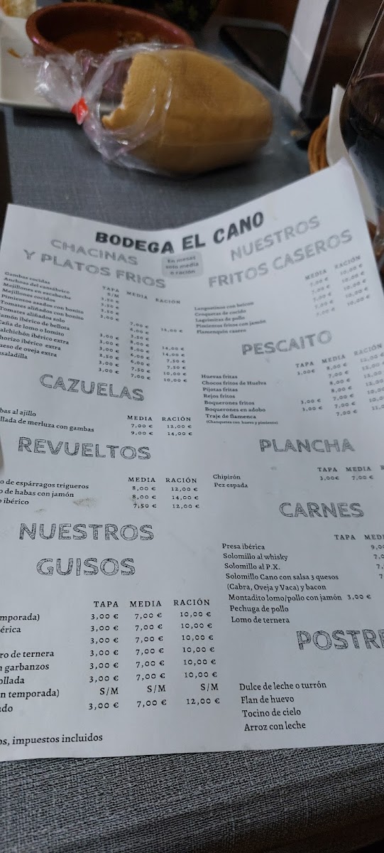 Bodega Bar El Cano Photo Menu 8