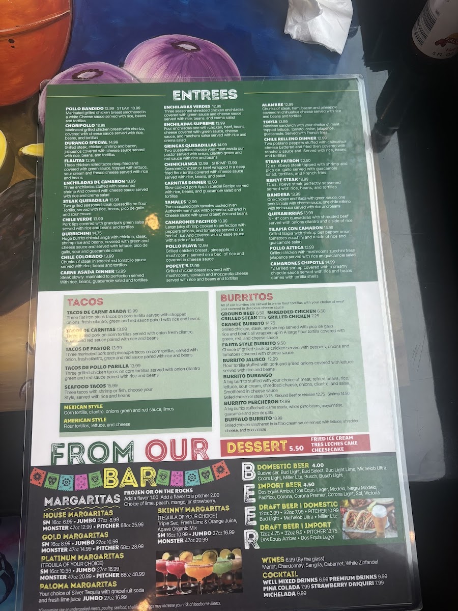 Angel’s Mexican Restaurant Photo Menu 1