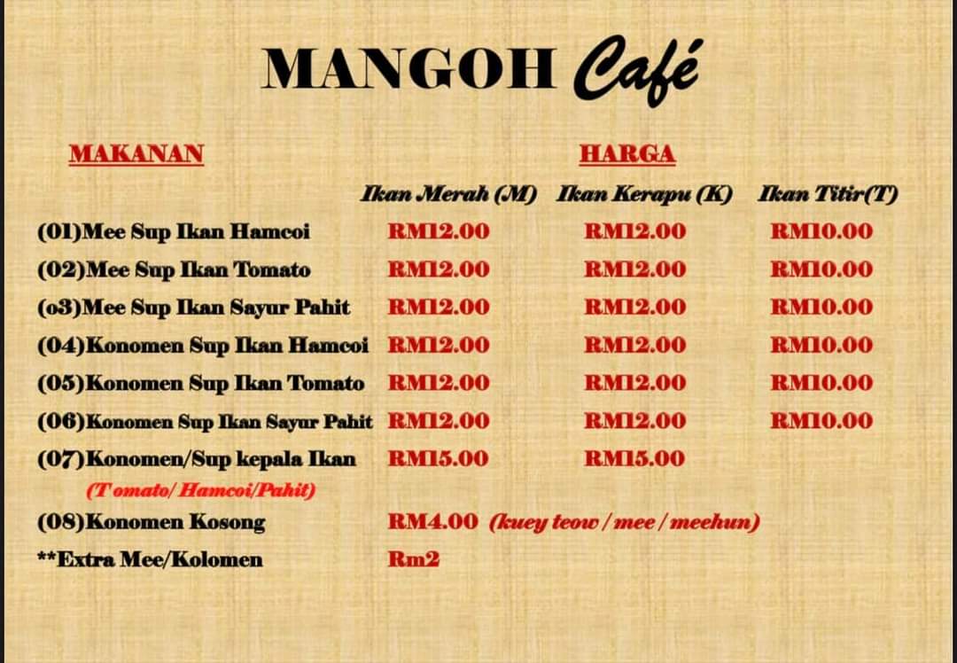 MANGOH CAFE Photo Menu 1