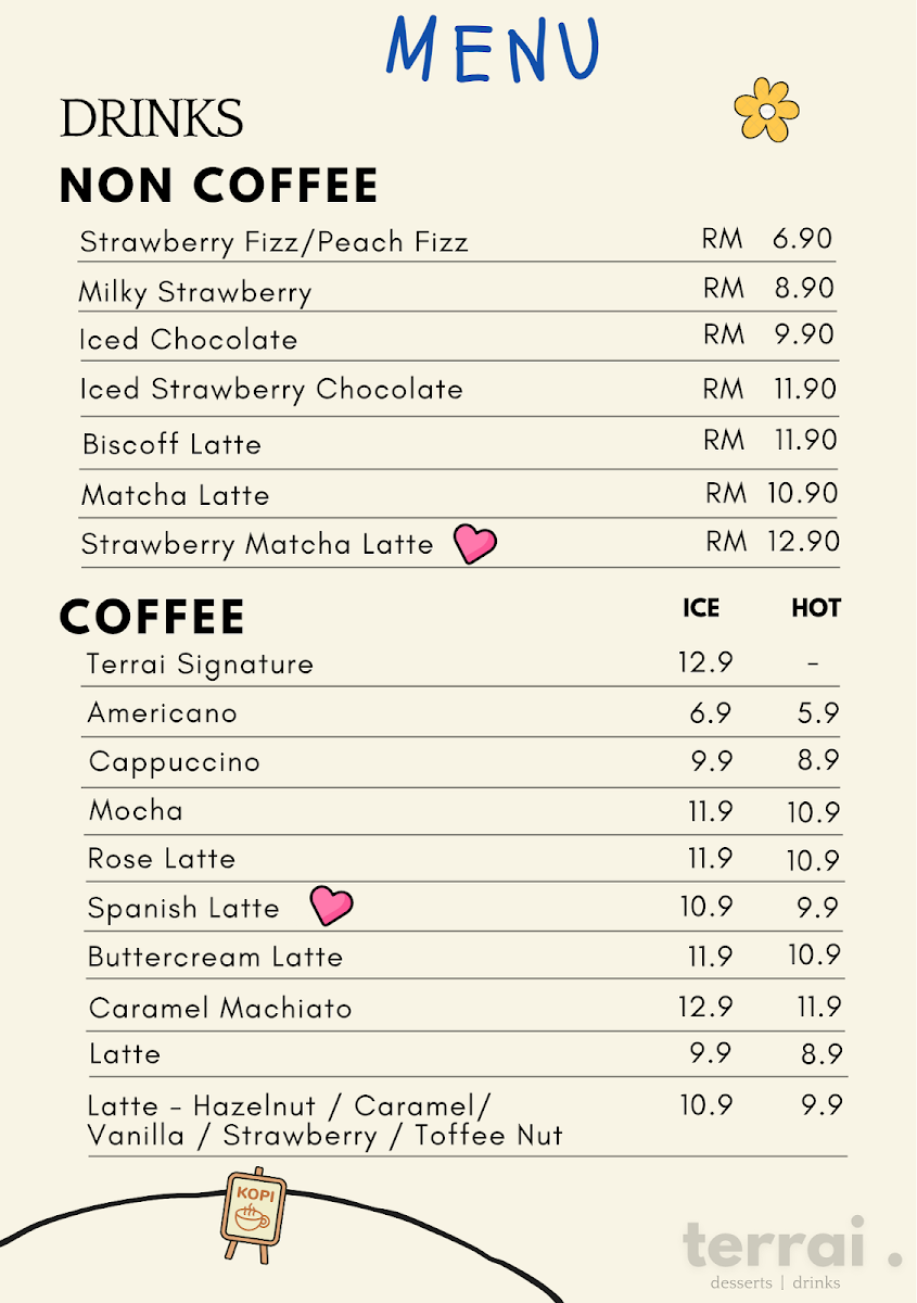 Terrai Desserts & Drinks Photo Menu 1