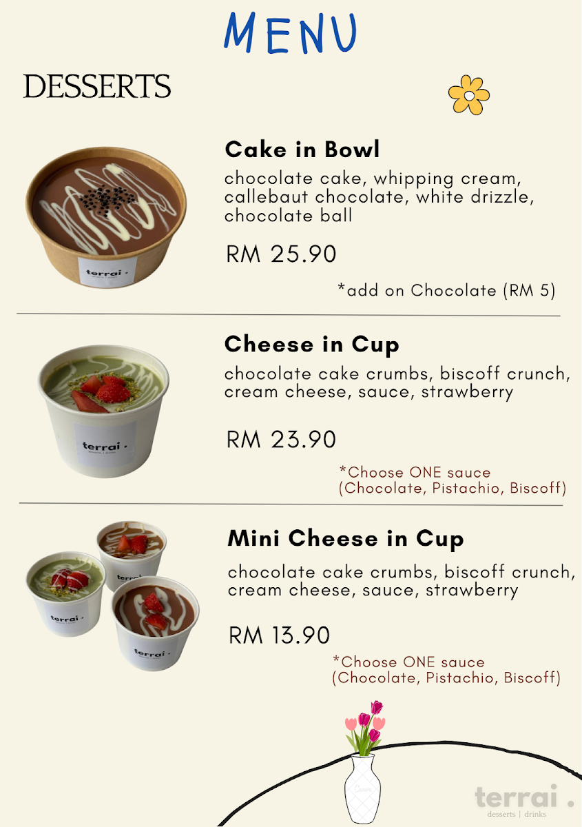 Terrai Desserts & Drinks Photo Menu 2