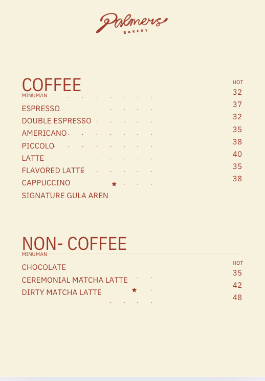 Palmers Bakery & Cafe Photo Menu 1