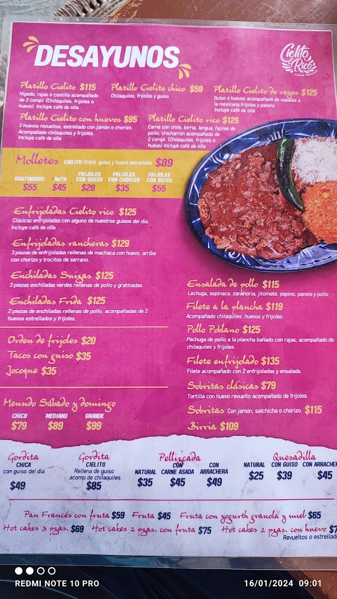 Cielito Rico Photo Menu 1