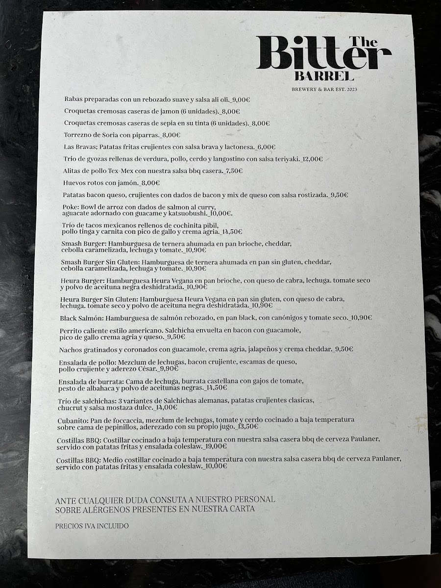 The Bitter Barrel Photo Menu 6