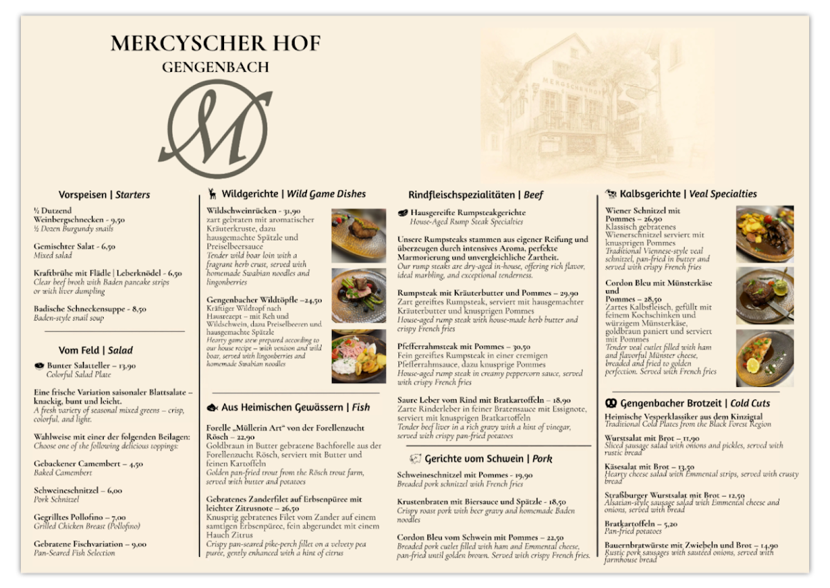 Mercyscher Hof Photo Menu 1