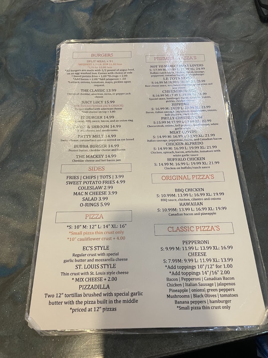 EC's Bar & Grill Photo Menu 2