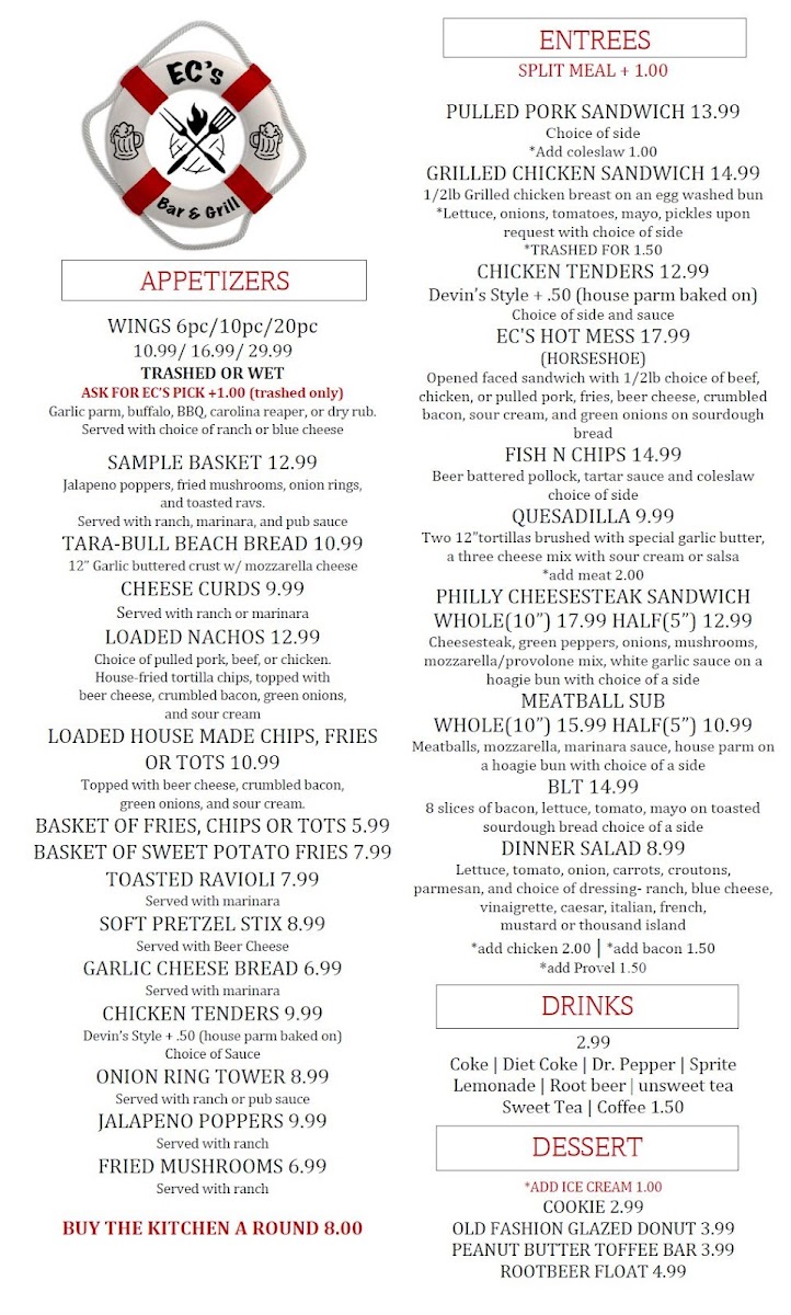 EC's Bar & Grill Photo Menu 4