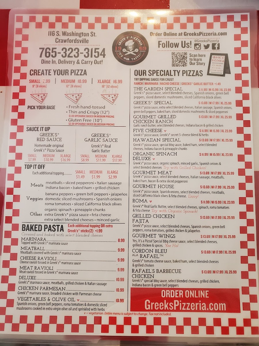 Greek's Pizzeria Photo Menu 3