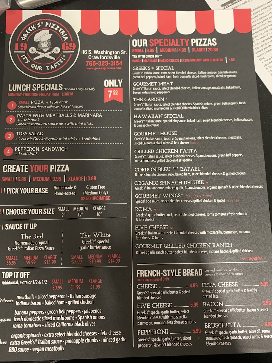 Greek's Pizzeria Photo Menu 6